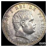 1892 Portugal Silver 500 Reis