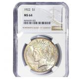 1922 Silver Peace Dollar NGC MS64