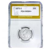 1875-S Twenty Cent Piece PGA MS64+