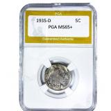 1935-D Buffalo Nickel PGA MS65+