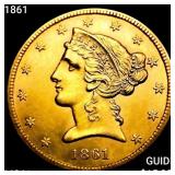 1861 $5 Gold Half Eagle UNCIRCULATED