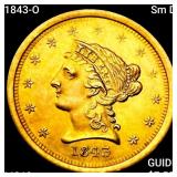 1843-O Sm Dt $2.50 Gold Quarter Eagle UNCIRCULATED