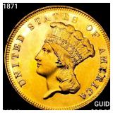 1871 $3 Gold Piece CHOICE BU