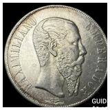 1866Mo Mexico Maximilian I Silver 1 Peso