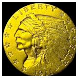 1911 Indian Head Gold $2.50 Quarter Eagle CLOSELY