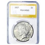 1927 Silver Peace Dollar PGA MS65
