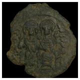 Byzantine Justin II/Sophia, 565-578 AD AE Follis