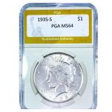 1935-S Silver Peace Dollar PGA MS64