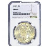 1923 Silver Peace Dollar NGC MS66