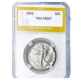 1942 Walking Liberty Half Dollar PGA MS67