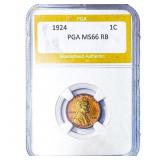 1924 Wheat Cent PGA MS66 RB