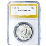 1948 Franklin Half Dollar PGA MS66 FBL