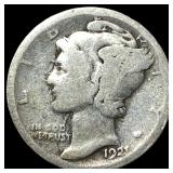 1921 Silver Mercury Dime LIGHTLY CIRCULATED