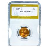 1954-S Wheat Cent PGA MS67+ RD
