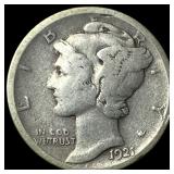 1921-D Silver Mercury Dime LIGHTLY CIRCULATED