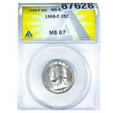 1968-D Washington Silver Quarter ANACS MS67