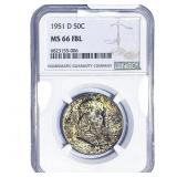 1951-D Franklin Half Dollar NGC MS66 FBL