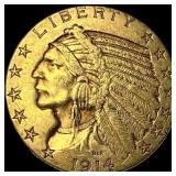 1914-D Indian Head Half Eagle $5 Gold CLOSELY  UN