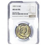 1957-D Franklin Half Dollar NGC MS66 FBL
