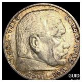 1938-F Germany Silver 5 Reichsmark CHOICE BU
