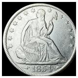 1854 Arrows Seated Liberty Half Dollar NEARLY UNCI