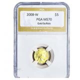 2008-W 1/10oz $5 Gold Buffalo PGA MS70