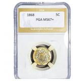1868 Shield Nickel PGA MS67+