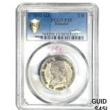 1852 Ecuador Silver 2 Reales PCGS F15
