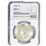 1890 Morgan Silver Dollar NGC MS63