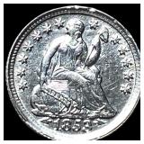 1853 Arrows Seated Liberty Half Dime CLOSELY  UNC