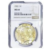 1922 Silver Peace Dollar NGC MS64