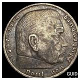 1935-F Germany Silver 5 Reichsmark CHOICE BU
