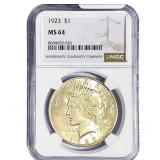 1923 Silver Peace Dollar NGC MS64