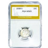 1938-S Mercury Silver Dime PGA MS65
