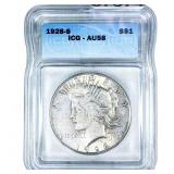 1928-S Silver Peace Dollar ICG AU58