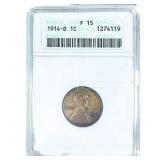 1914-D Wheat Cent ANACS F15