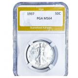 1937 Walking Liberty Half Dollar PGA MS64