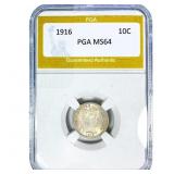 1916 Barber Dime PGA MS64