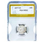 1877-CC Seated Liberty Dime PGA MS62