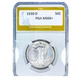 1939-D Walking Liberty Half Dollar PGA MS66+