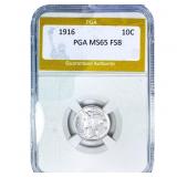 1916 Mercury Silver Dime PGA MS65 FSB