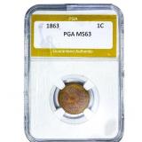1863 Indian Head Cent PGA MS63