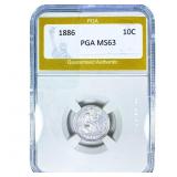 1886 Seated Liberty Dime PGA MS63
