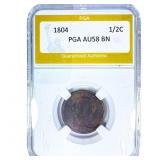 1804 Draped Bust Half Cent PGA AU58 BN