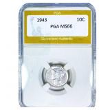 1943 Mercury Silver Dime PGA MS66