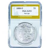 1888-O Morgan Silver Dollar PGA AU55 Hot Lips