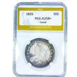 1826 Capped Bust Half Dollar PGA AU58+ Toned