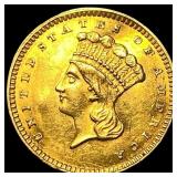 1856 Gold $1 Indian Princess Type 3 CHOICE AU