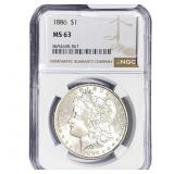 1886 Morgan Silver Dollar NGC MS63