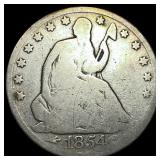 1854-O Arrows Silver Seated Liberty Half  Dollar